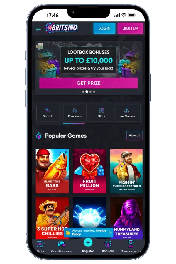 Register at Britsino Casino UK