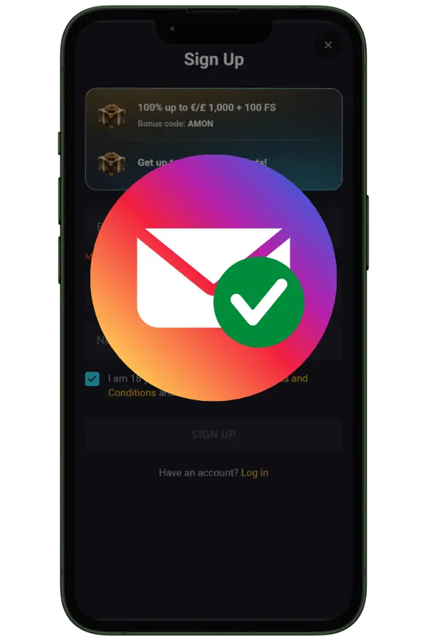 AmonBet Click the confirmation link sent to your inbox within 24 hours.